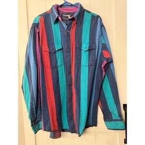 Wrangler VINTAGE cowboy cut men’s button up sz LARGE TALL (16 1/2x35)